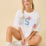 USA Patchwork Oversized Boxy Shirt