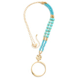 Turquoise  Beaded Tapered Hoop Necklace