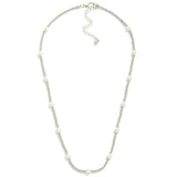 Metal Tone Necklace Pearl Accents