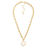 U Link Necklace with Clover Pendant