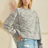 Plus Heathered Jacquard Fabric Pullover Sweater