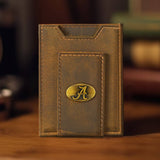 Alabama Crimson Tide Vintage Tan Leather Magnetic Front Pocket Wallet