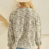 Plus Heathered Jacquard Fabric Pullover Sweater
