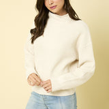Cream Mock Neck Cocoon Sleeve Sweater