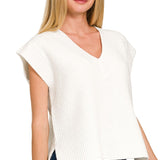 Oversized Sweater Vest with Side Slits – Ivory