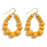 Yellow Wood Bead Teardrop Earrings