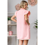 Turtle Neck w Front Zipper Ruffle Sleeve Dress