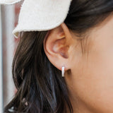 Sterling Silver Huggie CZ Hoop Earrings for Babies and Kids: Clear / 13mm