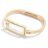 2-Tone Gold Hinged Rectangle Bracelet