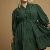 Curvy Green Ruffle Smock Dress