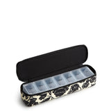 Bubbly Flowers Black Travel Pill Case