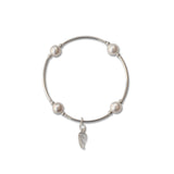 Charmed White Pearl & Wing 8mm Blessing Bracelet: Large