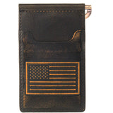 American Flag Burnished Leather Front Pocket Clip Wallet