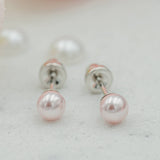 Sterling Silver Pink Pearl Screw Back Earrings for Kids Gift
