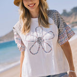 Plus Contrast Color Block  Knit Top: