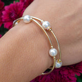 8mm White Blessing Bracelet with Gold Filled Tubes: L