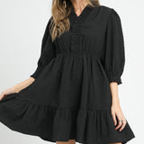 Midnight Ruffle Smock Dress
