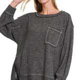 Black Plus Brushed Hacci Top