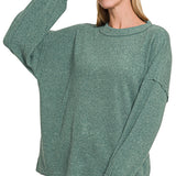 Jade Exposed Seam Dropped Shoulder Sweater