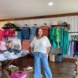 High-Waist Chambray Trousers