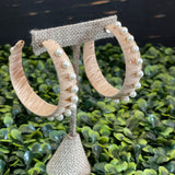 Studded Pearl & Raffia Hoops