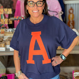 Oversized Navy "A" Embroidered Sweatshirt