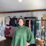 Solid 3/4 Dolman Sleeves Turtleneck Pullover