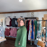 Solid 3/4 Dolman Sleeves Turtleneck Pullover