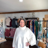 Solid 3/4 Dolman Sleeves Turtleneck Pullover