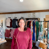 Burgundy Waffle Knit Top