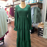 Green Smocked Midi Dress
