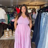 Blush Blossom Smocked Midi Dress
