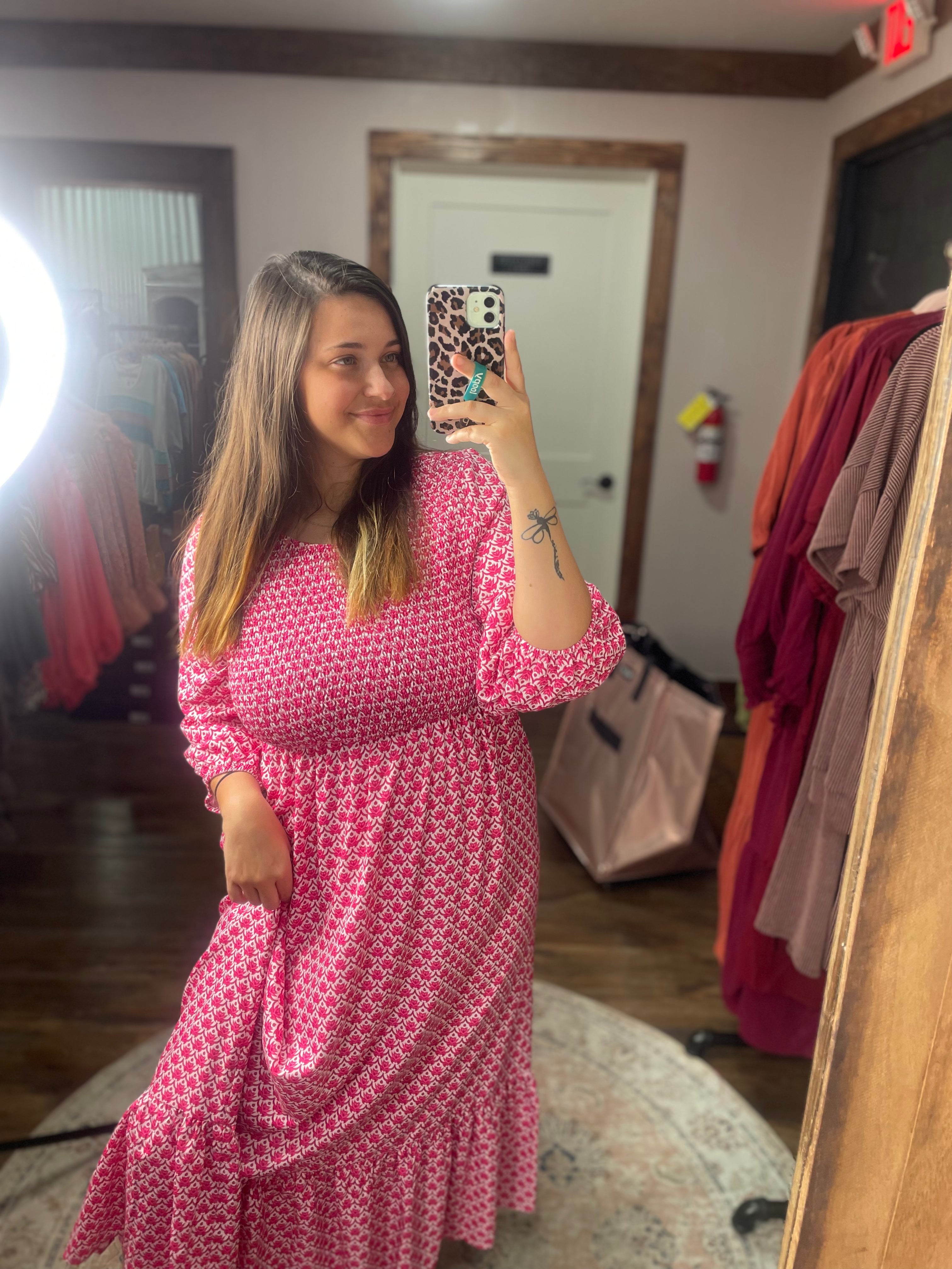 Pink printed maxi dress