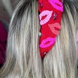 Luscious Love" Seed Bead Lips Headband