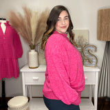 Cozy Chic Fuchsia Pullover Sweater Top