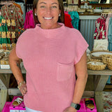 Pink Mock Neck Sweater