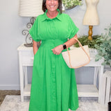 Sweet Green Smocked Midi Dress