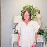 Sweet Grace Lace Inset Blouse – Ivory