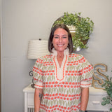 Tulip Trim Puff Sleeve Blouse – Peach Multi