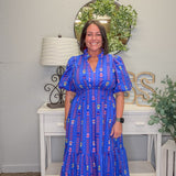 Bold Blooms Smocked Midi Dress
