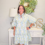 Floral Breeze Babydoll Dress – Blue