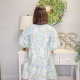 Floral Breeze Babydoll Dress – Blue