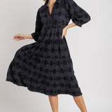 Black Dotted Midi Dress