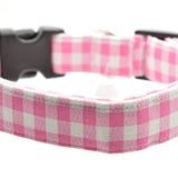 XS Pink Gingham Dog Collar