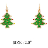 Green and Red Metal Christmas Tree 2" Earring