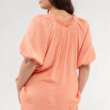 Scrunch Sleeve V-Neck Blouse