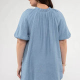 Scrunch Sleeve V-Neck Blouse
