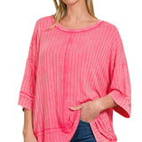 Fuchsia Boatneck Top