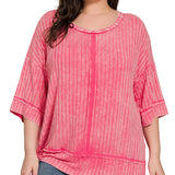Curvy Fuchsia Boatneck Top