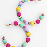 Wood Bead & Heishi Metal Hoops